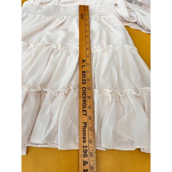 Mable by Anthropologie Rayna Off Shoulder Tiered Mini Sundress White Women's M - Picture 11 of 11